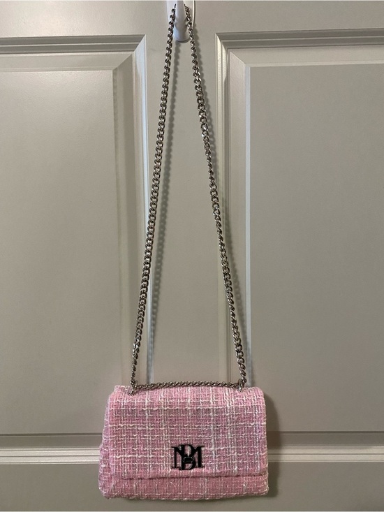 Badgley Mischka Handbags - Badgley Mischka Pink Tweed Crossbody Bag with Silver Chain